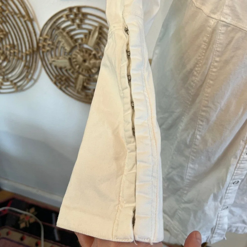 Free People Thea White Mini Shirt Dress Cotton Button Front Fitted M - Picture 5 of 9